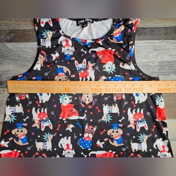 Boston Terrier Dogs 4th of July Americana Patriotic Print Dress Women's S - Picture 5 of 7